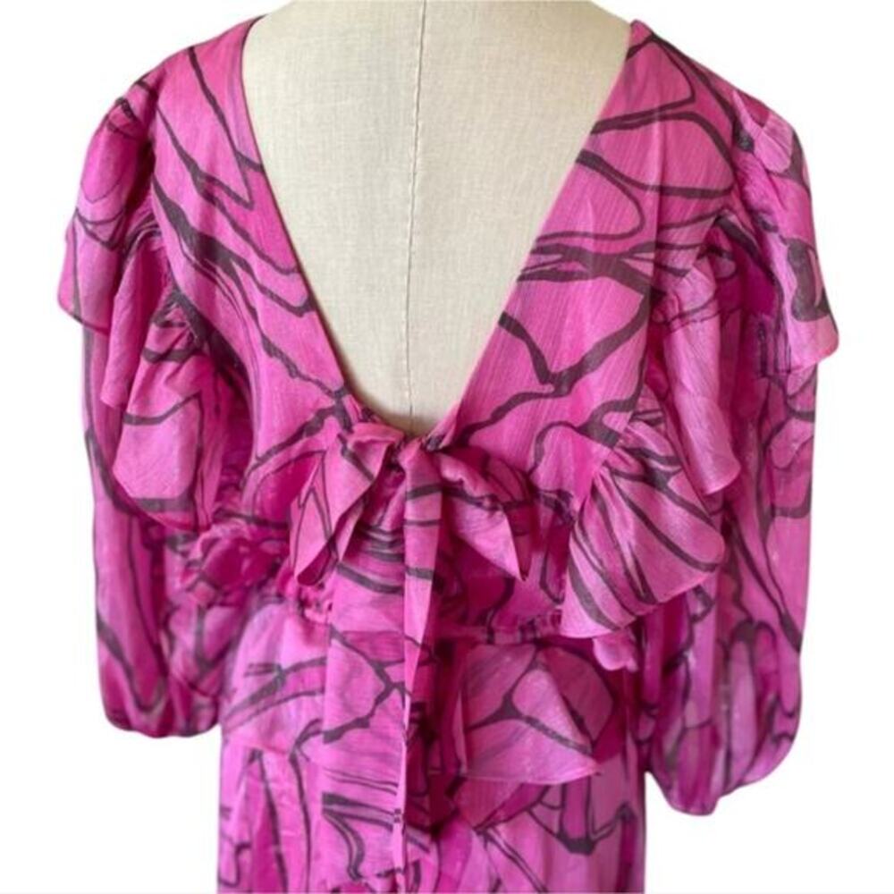 TED BAKER Victoir Shimmer Abstract Tie Back Pinafore Ruffle Dress 3 NWT $445 - Picture 10 of 13